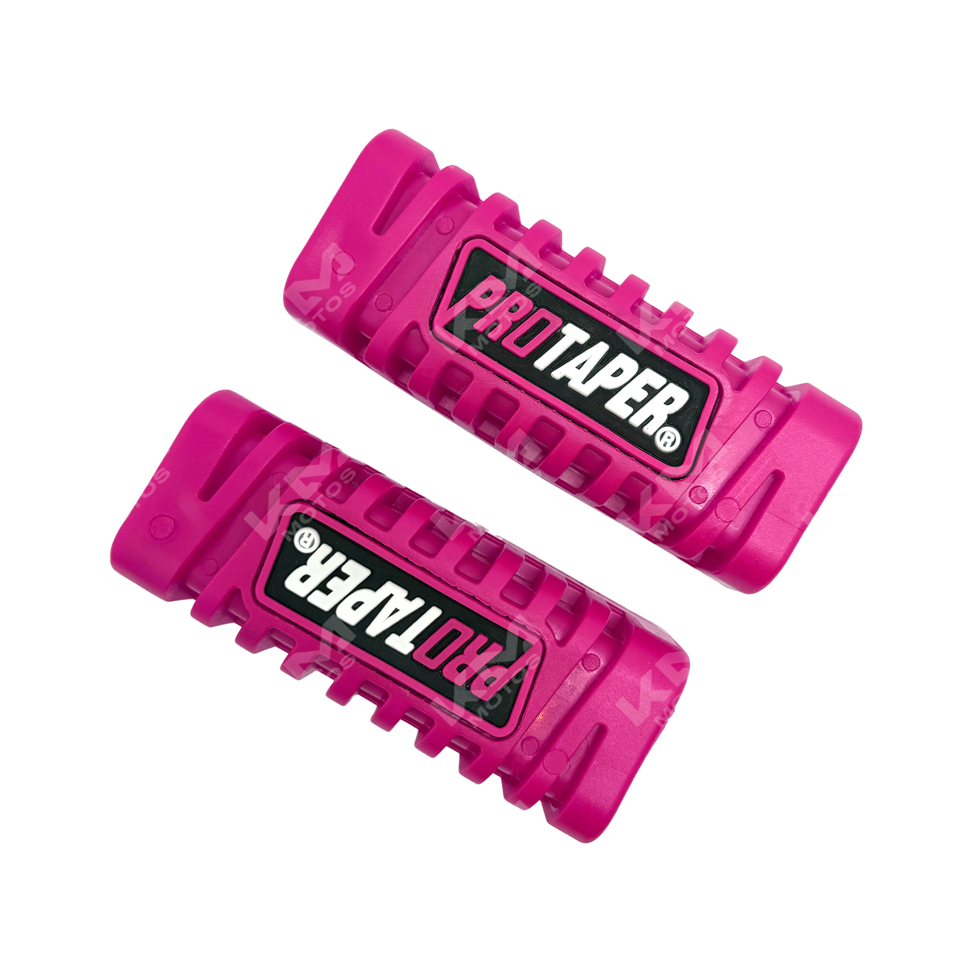 Hule de estribos ProTaper rosa de KMS, protección para motocicleta, con textura antideslizante y diseño resistente.