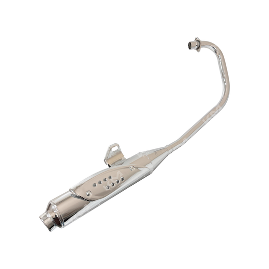 Escape completo de moto HJ125 cromado de KM Motos, silenciador y tubo de escape brillante y resistente