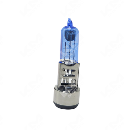 Farola halógena Xenón azul de 12V/35W para motos, con socket de 2 contactos, marca KM Motos.