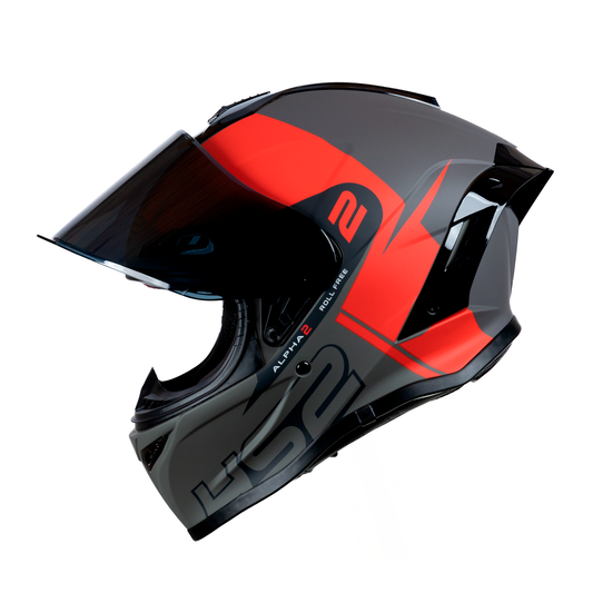 CASCO CERRADO ROJO/GRIS MATE MH613 HS2 D.V. VISERA OSCURA "M - KMMOTOSHN
