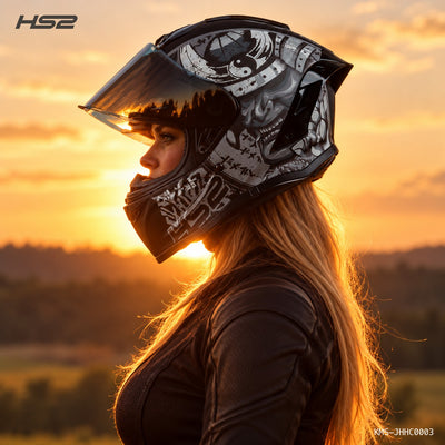 CASCO CERRADO NEGRO/GRIS MATE SAMURAY WLT109 HS2 D.V. VISERA OSCURA "M"
