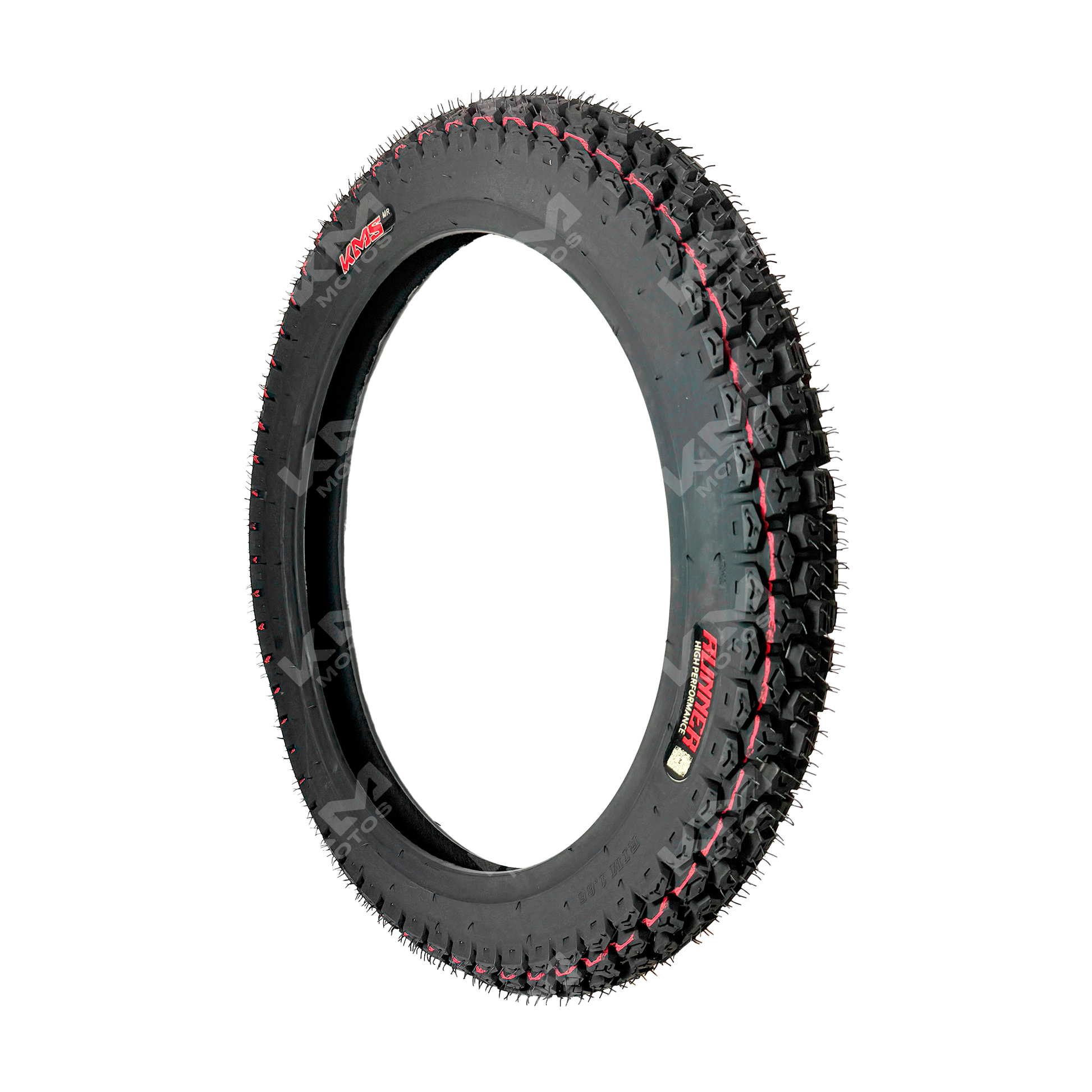 Llanta delantera de 2.75-17 para tractor semitractor con marca KM Motos, neumático Runner TT 8PR, vista lateral en imagen.