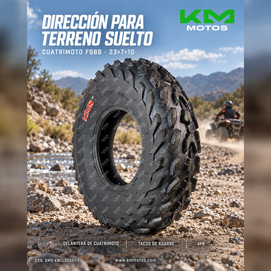 LLANTA DELANTERA 23*7*10 CUATRIMOTO F888 4PR KMS — KMS-KWLL00061-1 | KM Motos