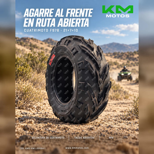 LLANTA DELANTERA 21*7*10 CUATRIMOTO F978 4PR KMS — KMS-KWLL00064-1 | KM Motos