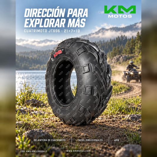 LLANTA DELANTERA 21*7*10 CUATRIMOTO JT696 4PR KMS — KMS-KWLL00064-2 | KM Motos