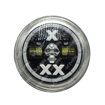 Foco principal LED redondo de 6 pulgadas de la marca KM Motos, luz brillante y duradera para motocicletas.