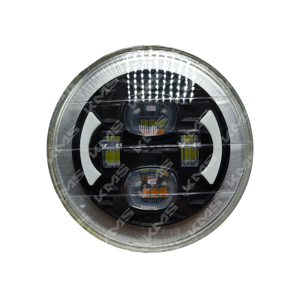 Luz principal LED redonda de 6 pulgadas KM Motos Prime02 KMS, diseñada para iluminación de motocicletas.