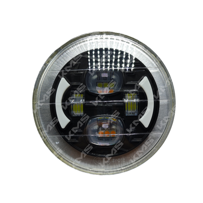 Luz LED redonda de 6 pulgadas Prime02 KM Motos, foco principal para motocicletas, con lente brillante y diseño resistente.