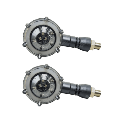 Vías LED de ojos demonio para pandilleras de motos KM Motos, luces brillantes y llamativas para personalizar motocicletas.
