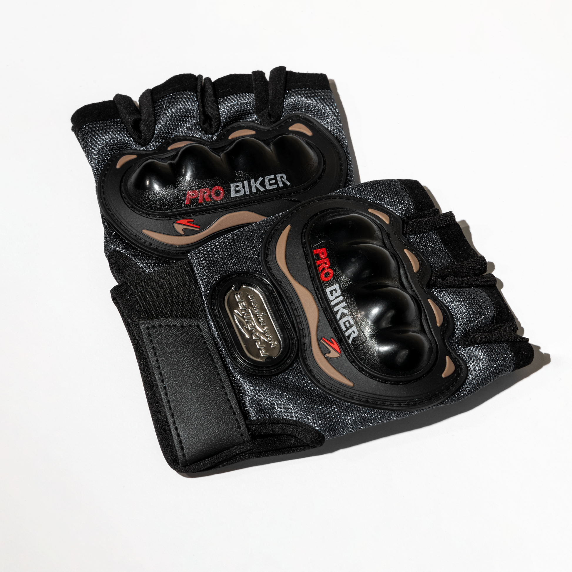 GUANTES CORTOS + PROTECCION PRO BIKERS NEGROS