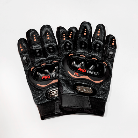GUANTES LARGOS + PROTECCION PRO BIKERS NEGROS