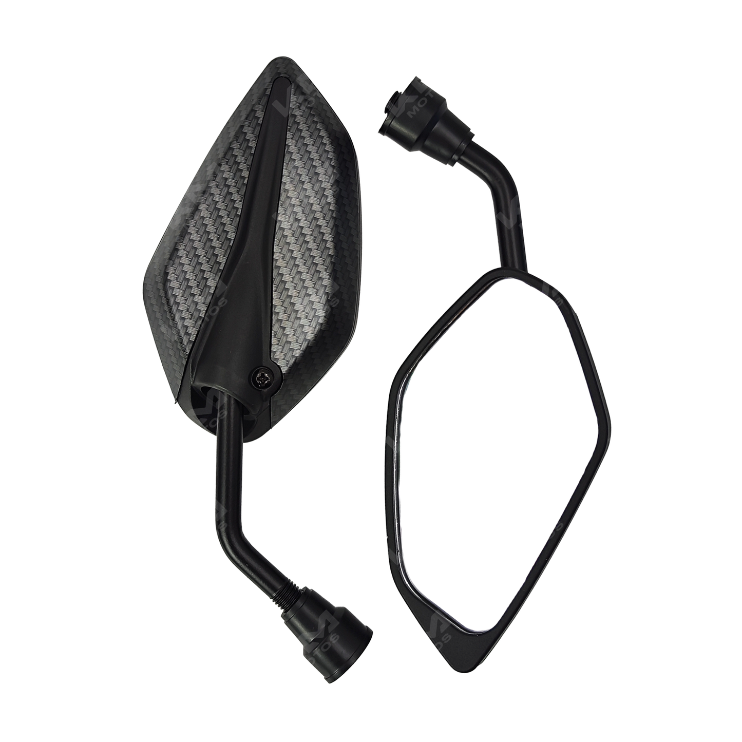 RETROVISORES BAJITOS M8/M10 LS02 NEGRO (ESTILO FIBRA) - KMMOTOSHN