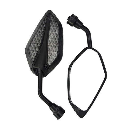 RETROVISORES BAJITOS M8/M10 LS02 NEGRO (ESTILO FIBRA) - KMMOTOSHN