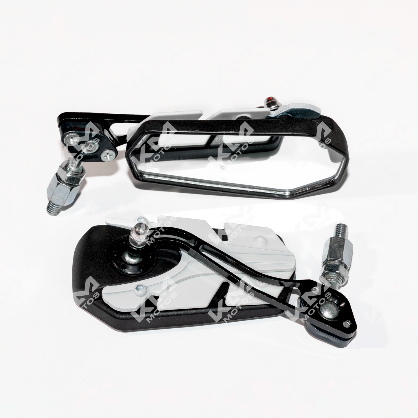 RETROVISORES LS01 IRON DOBLE D/LUJO BLANCO - KMMOTOSHN