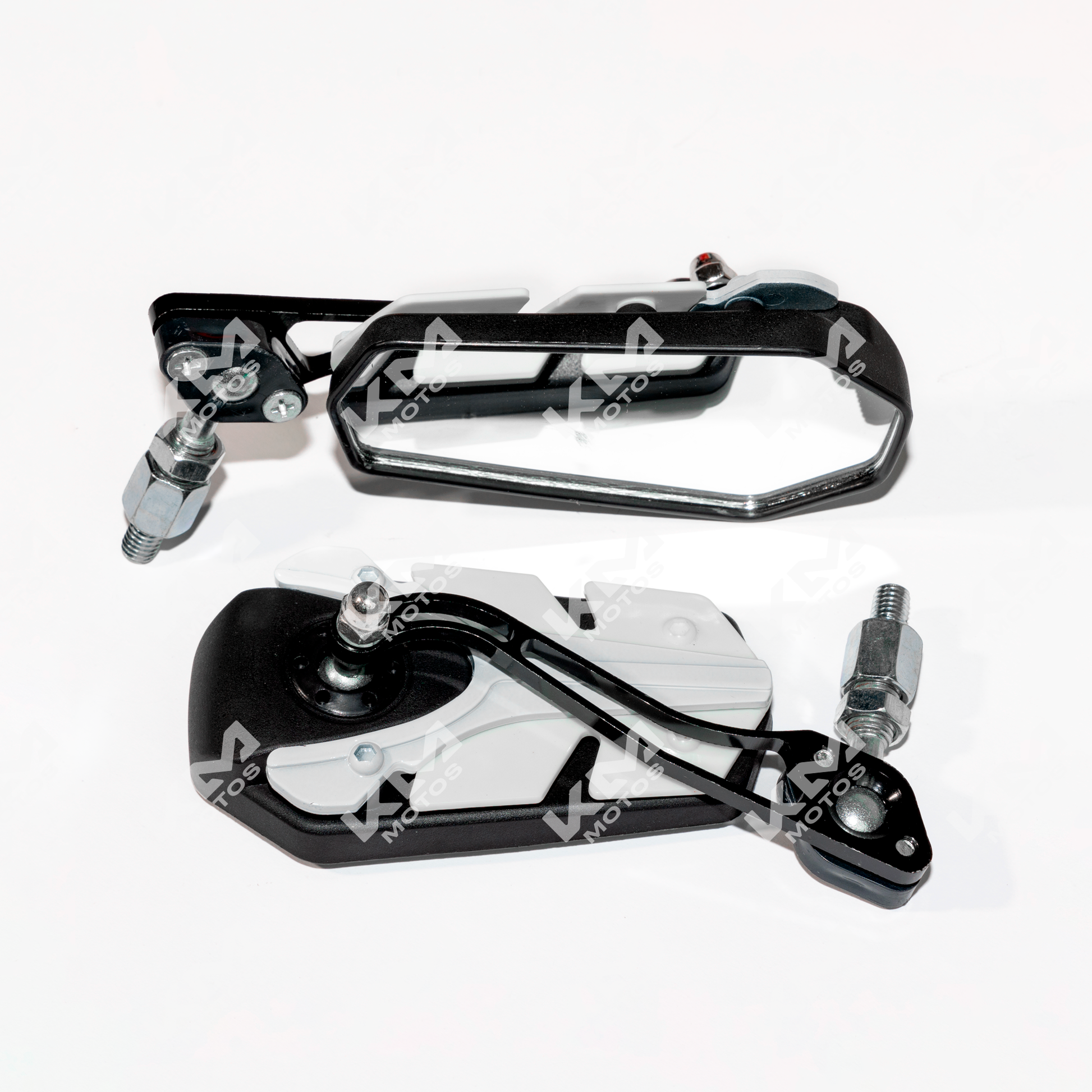 RETROVISORES LS01 IRON DOBLE D/LUJO BLANCO - KMMOTOSHN