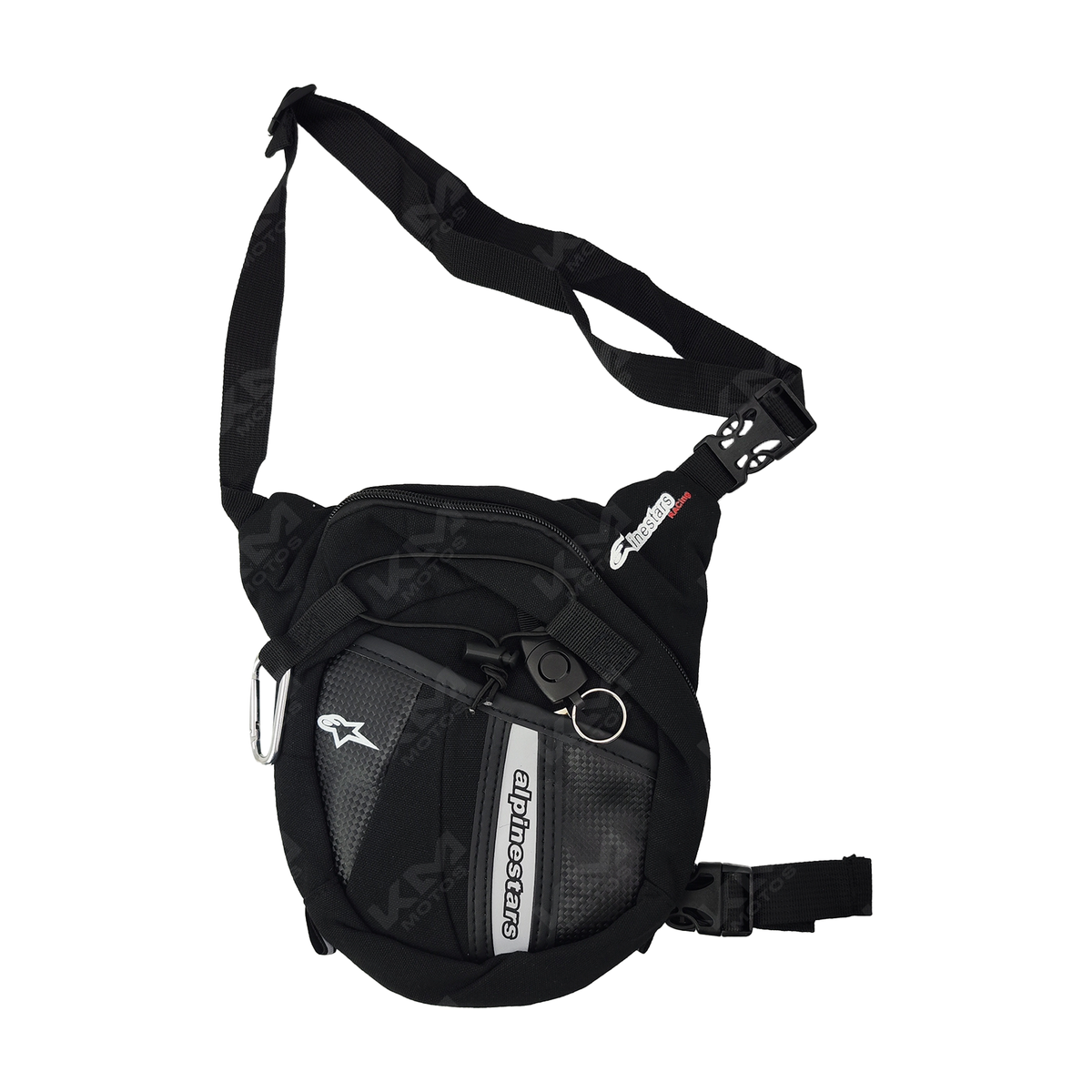 Piernera táctica deportiva KM Motos LS01 en color negro con detalles resistentes para motocross y deportes extremos.