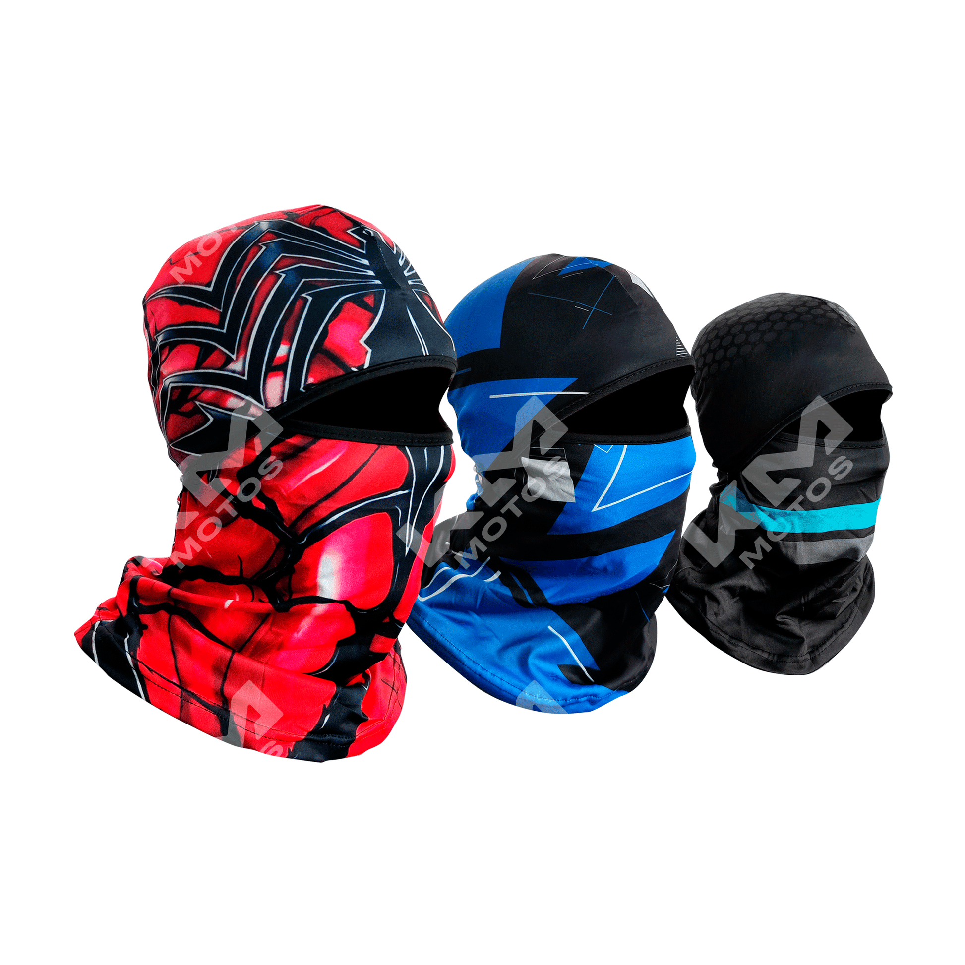Pasamontas multiusos KM Motos con diseño versátil y tela ajustada, ideal para protección facial y cuello en actividades al aire libre.