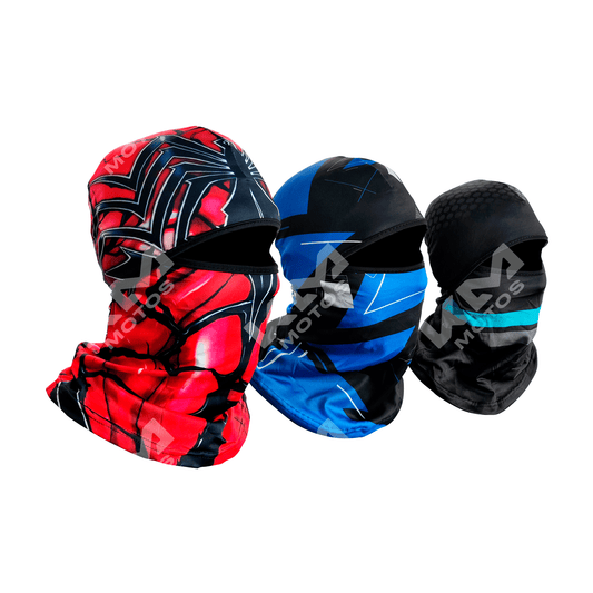 Pasamontas multiusos KM Motos con diseño versátil y tela ajustada, ideal para protección facial y cuello en actividades al aire libre.