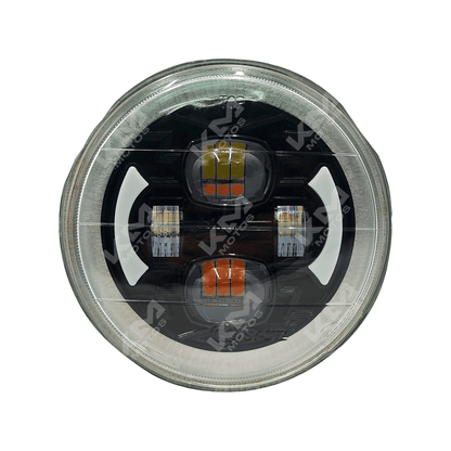 Foco principal LED redondo de 7 pulgadas KM Motos, luz brillante y duradera para motocicletas.