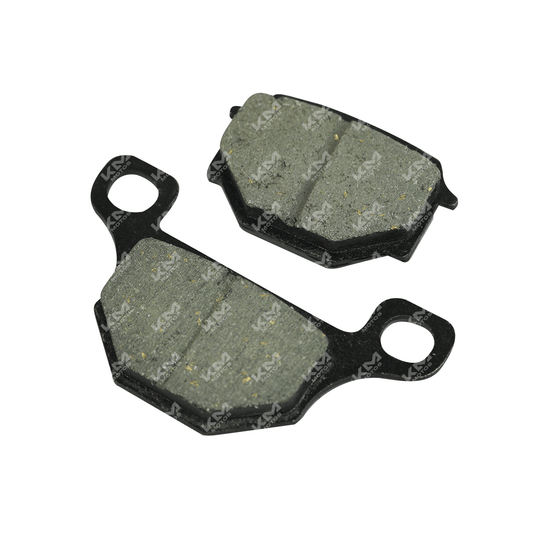 Pastilla de freno Kms para HJ125, GN125 y XY150, muestra el componente en color metálico.