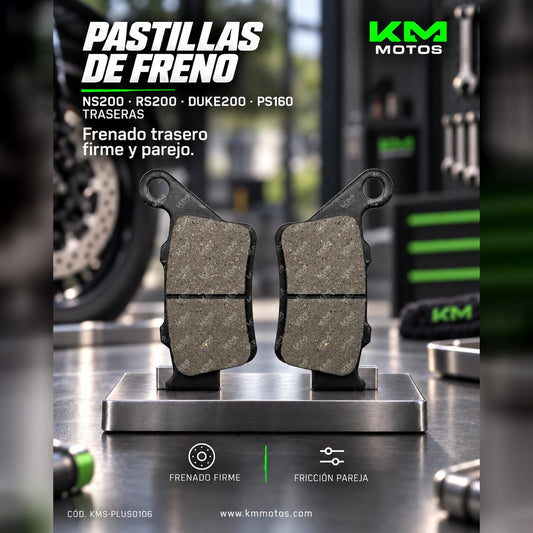 PASTILLA DE FRENO NS200/RS200/DUKE200/PS160 TRASERA — KMS-PLUS0106 | KM Motos