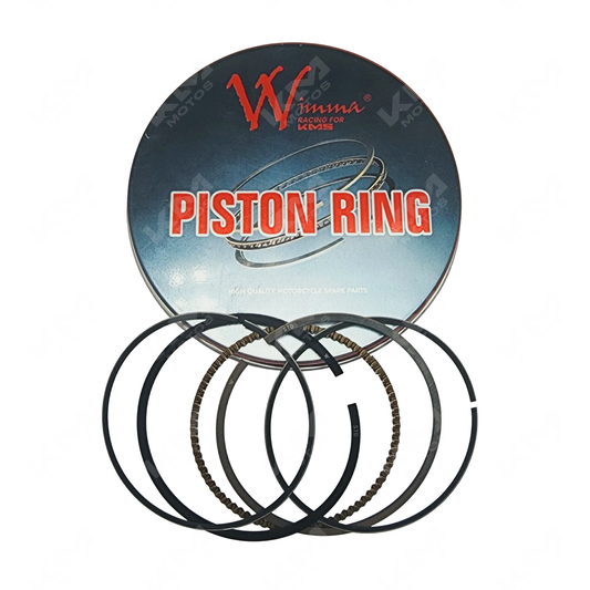 Anillos de pistón WIMMA para motor de cadena CB1-125 / CB-125F, vista de los anillos en el empaque KMS-RCM0207