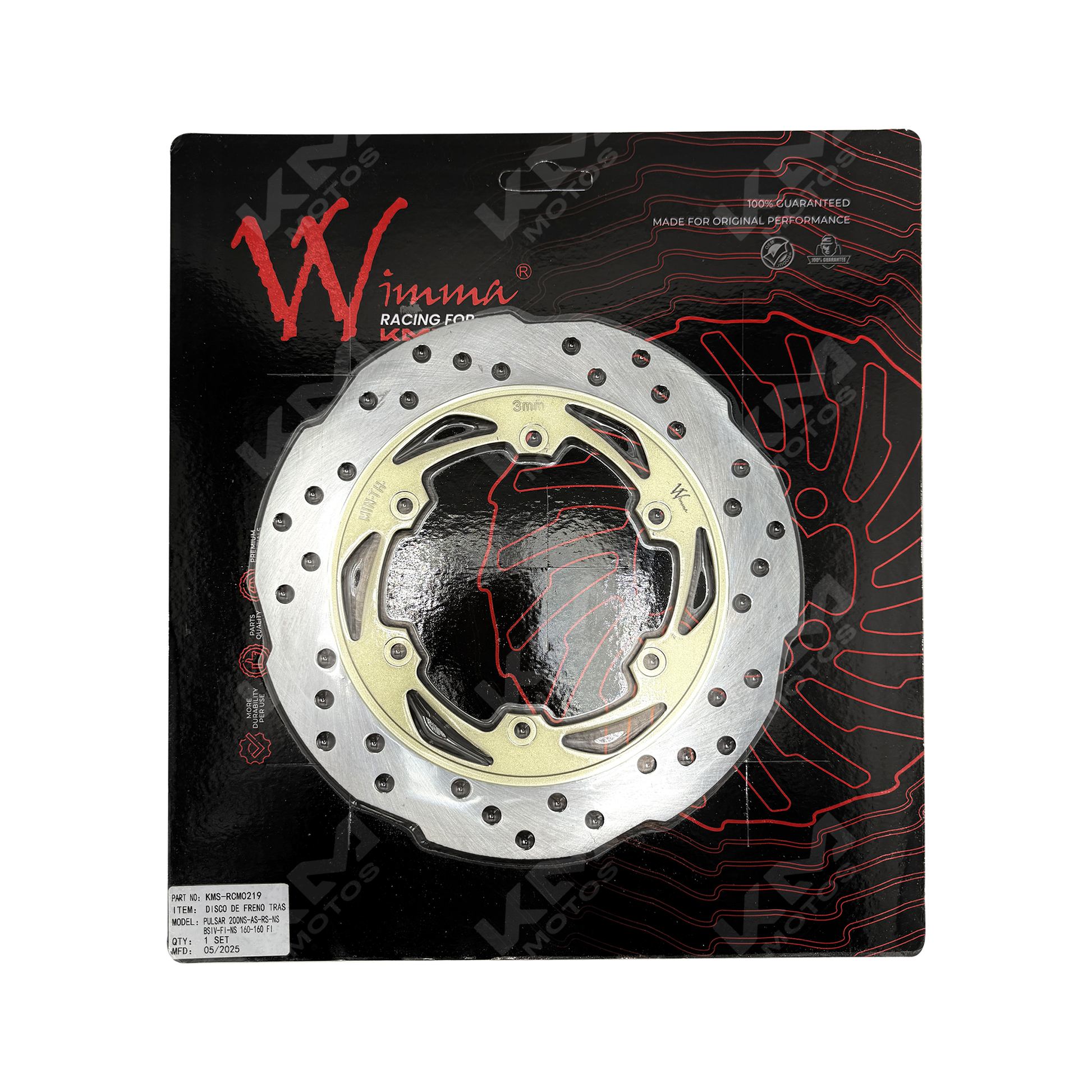 Disco de freno trasero WIMMA para Pulsar 200NS, 160mm, compatible con modelos BSIV y FI, imagen de refuerzo para seguridad