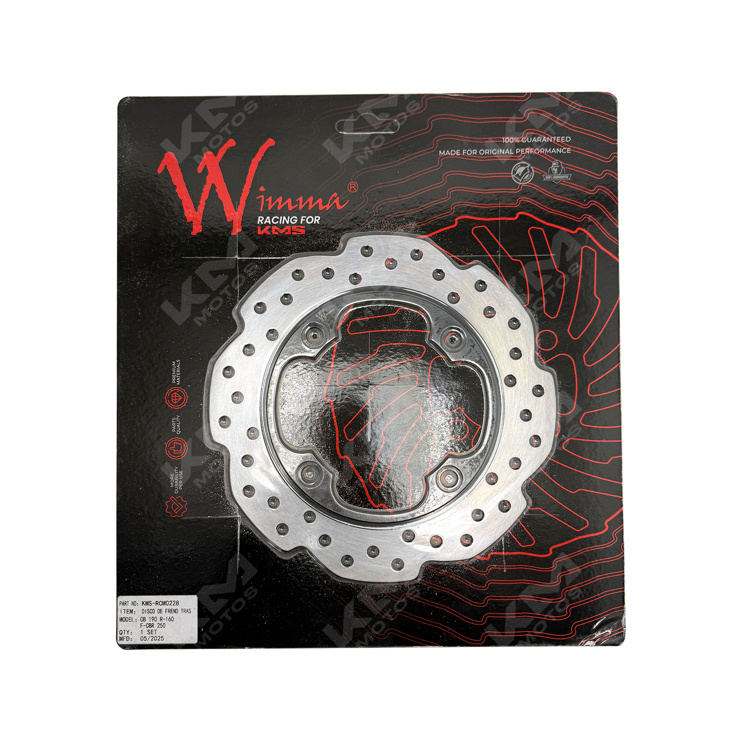 Disco de freno trasero WIMMA para CBR 250, modelo R-160, con diseño resistente para motocicleta.