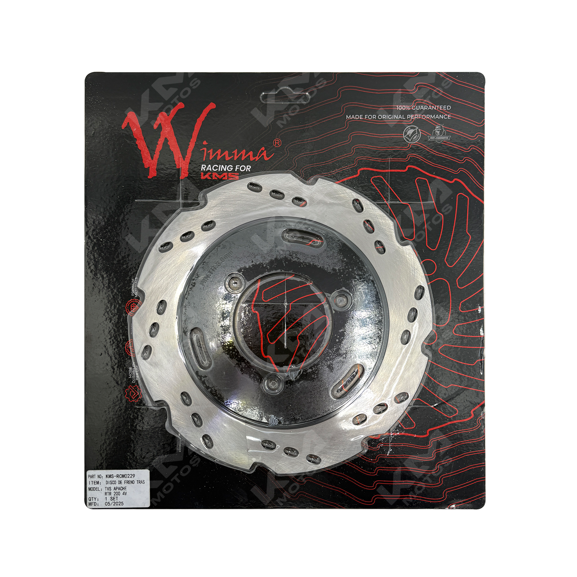 Disco de freno trasero WIMMA para TVS Apache RTR 200 4V, vista del disco de freno en imagen.