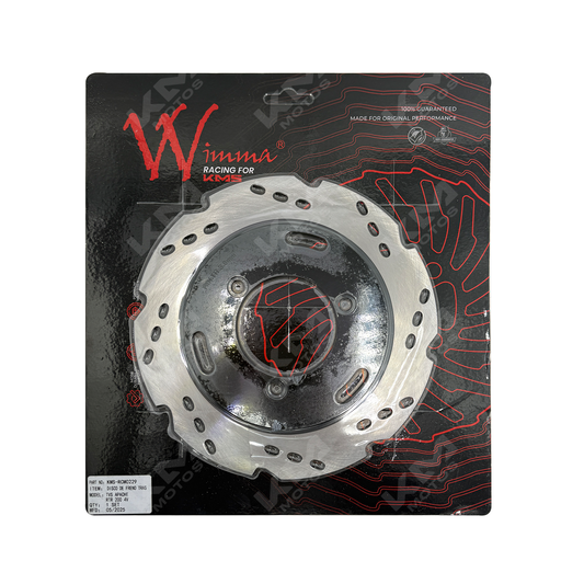 Disco de freno trasero para TVS Apache RTR 200 4V de la marca KM Motos, con diseño de alta resistencia y acabado metálico.
