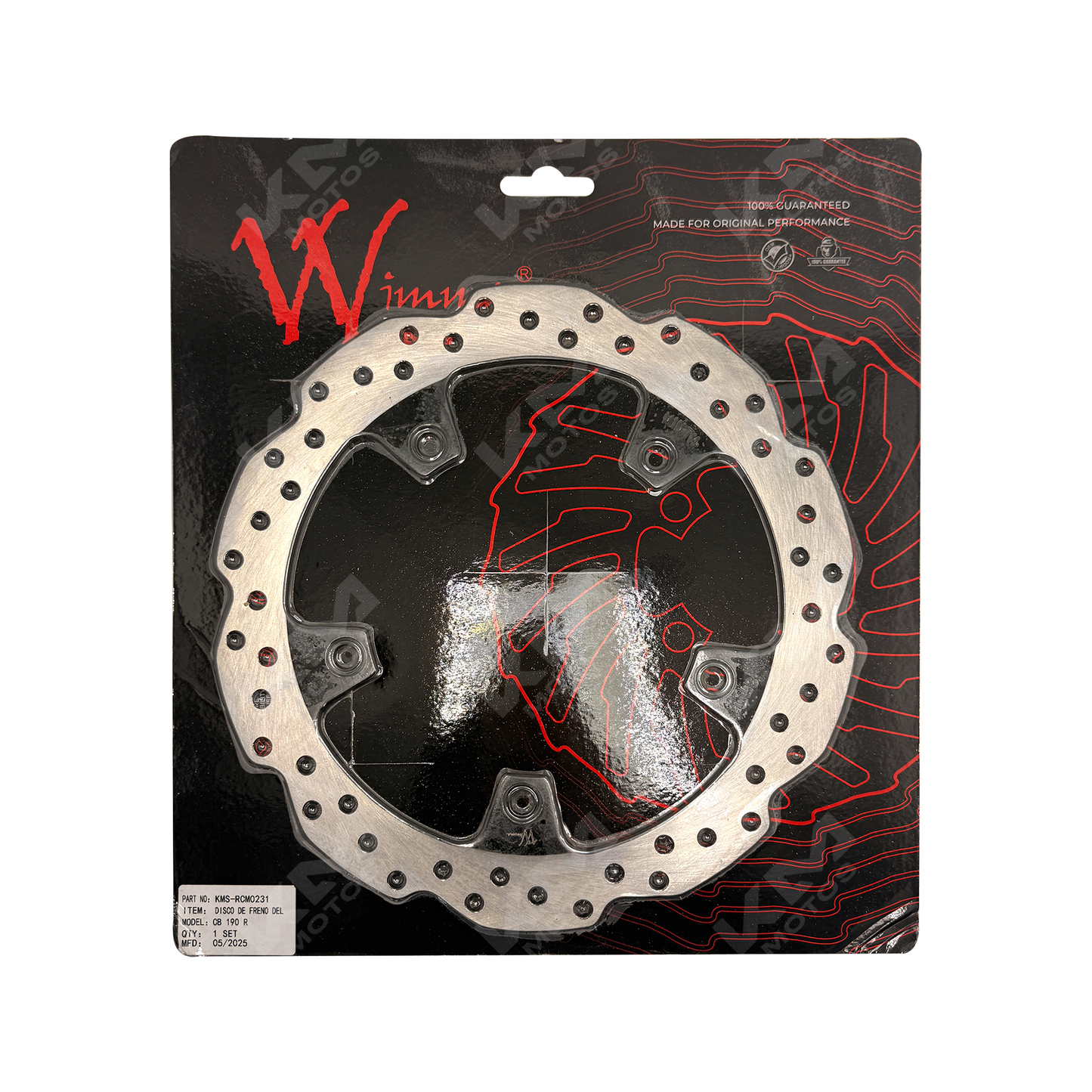 Disco de freno WIMMA para CB 190 R, vista del disco de freno de alta calidad y diseño robusto.