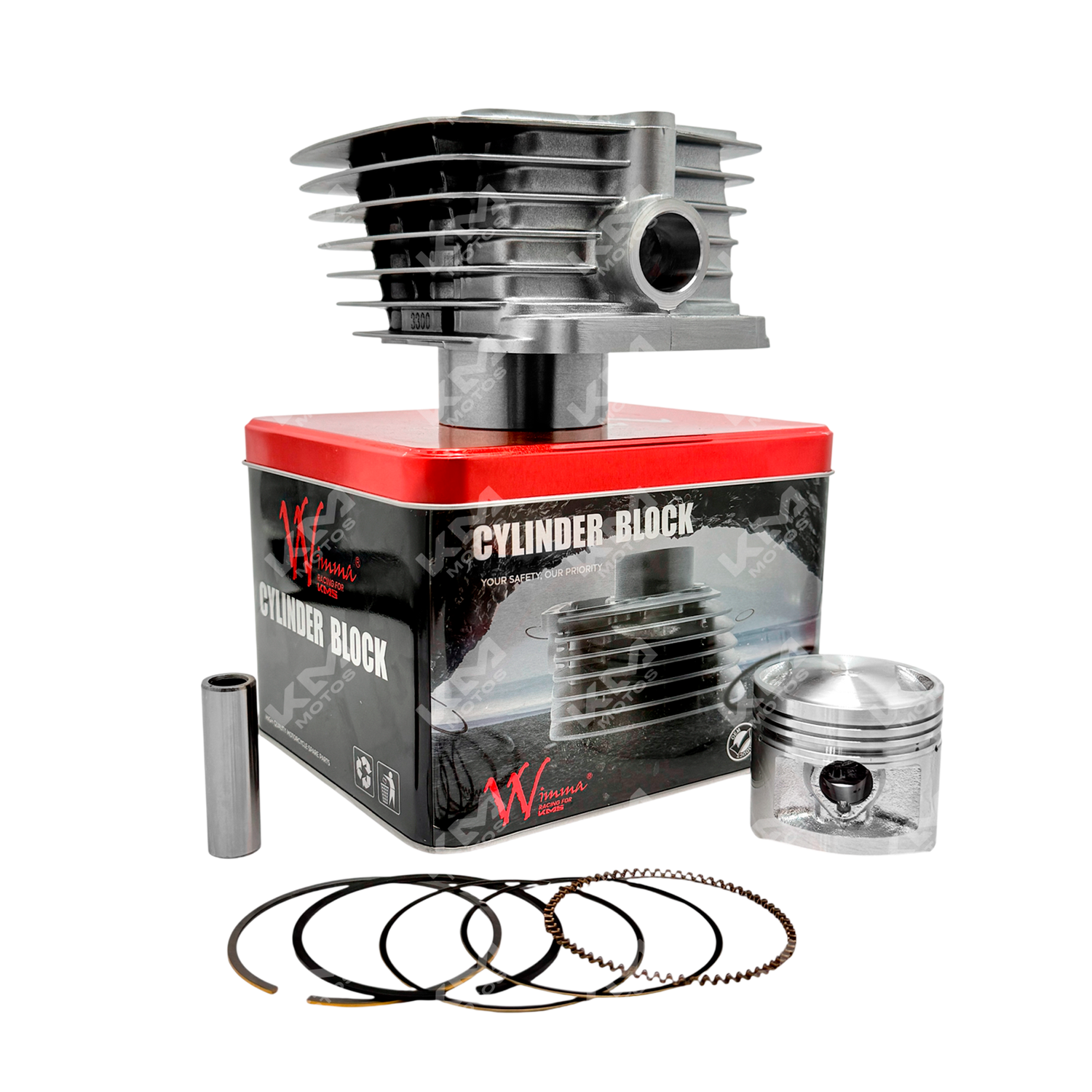 Cilindro gris para moto KM Motos HJ-125-7, FT-125 y UM-125, imagen del kit de cilindro en color gris.