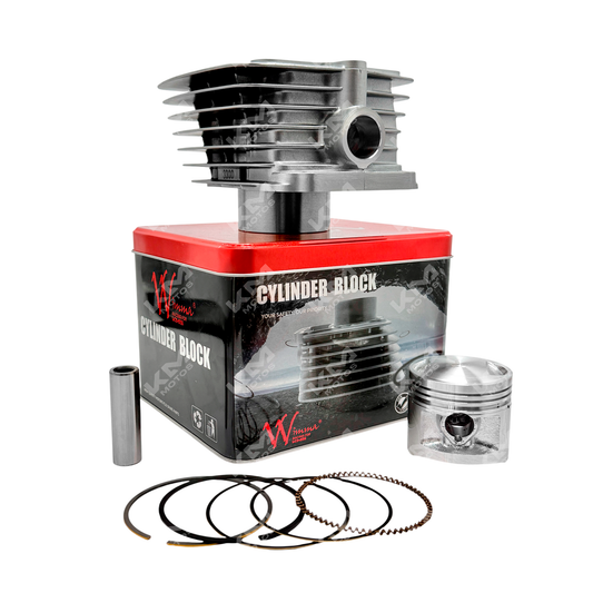 Cilindro gris para moto KM Motos HJ-125-7, FT-125 y UM-125, imagen del kit de cilindro en color gris.
