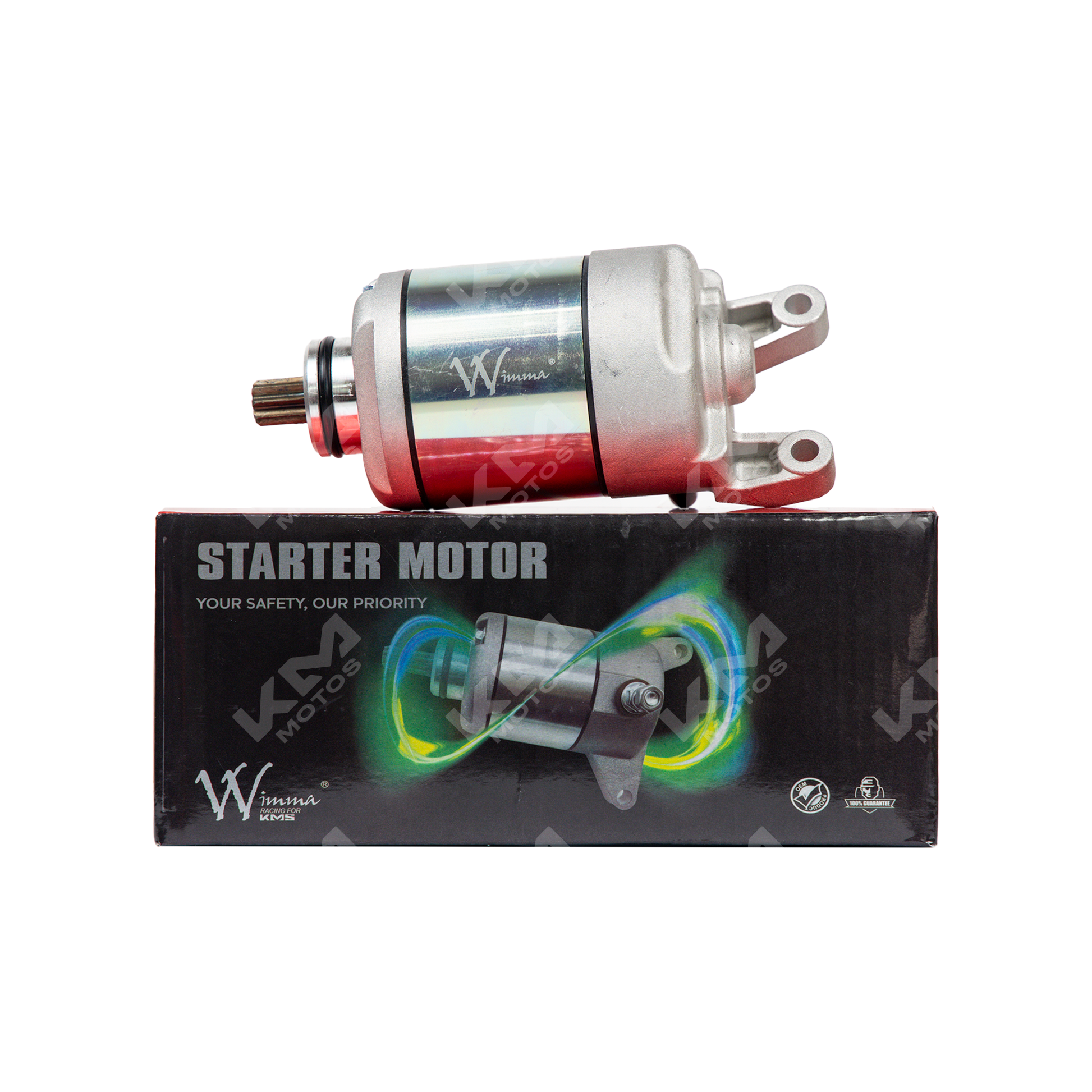 Motor de arranque WIMMA para CB190R, imagen mostrando el componente de arranque en color negro y conexiones eléctricas.