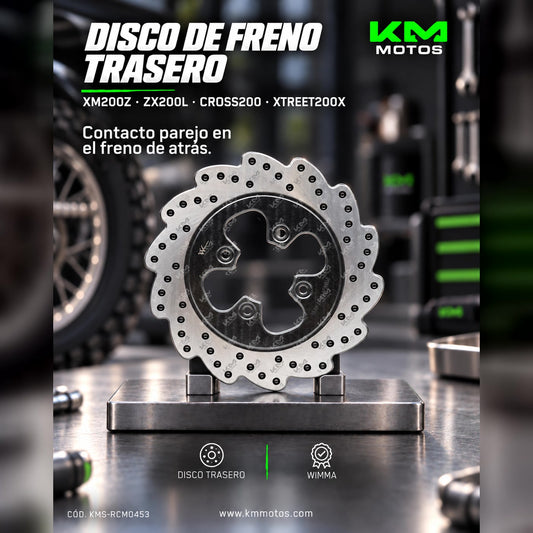 DISCO DE FRENO XM200Z/ZX200L/CROSS200/XTREET200X TRASERO WIMMA KMS — KMS-RCM0453 | KM Motos
