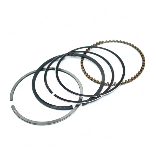 Anillos de pistón KM Motos para CG125, HJ125, FT125 y STD, muestra los anillos metálicos y su acabado en la imagen.