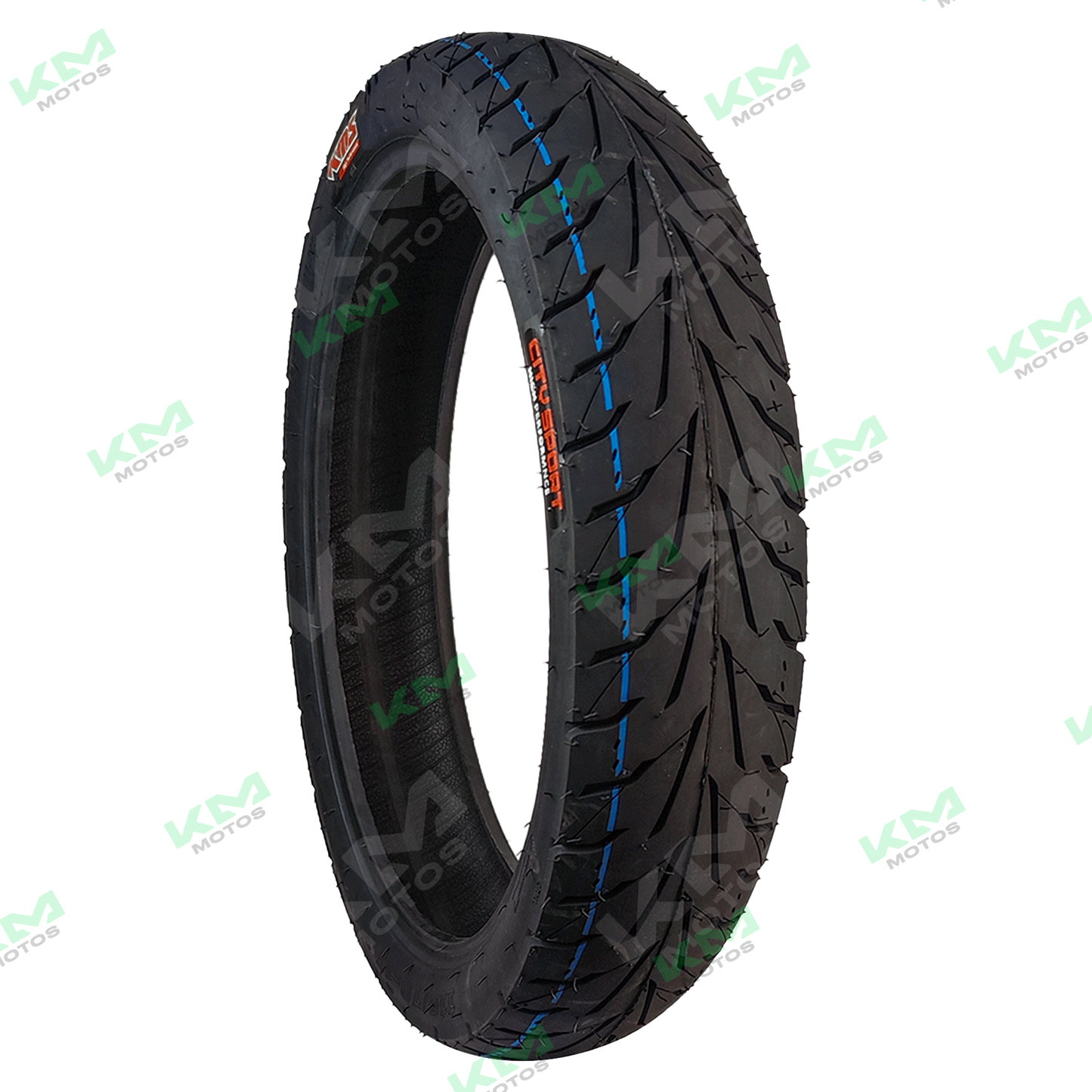 Llanta KMS 110/70-17 lisa SF226 8PR, neumático de motocicleta con banda lisa y estructura resistente.