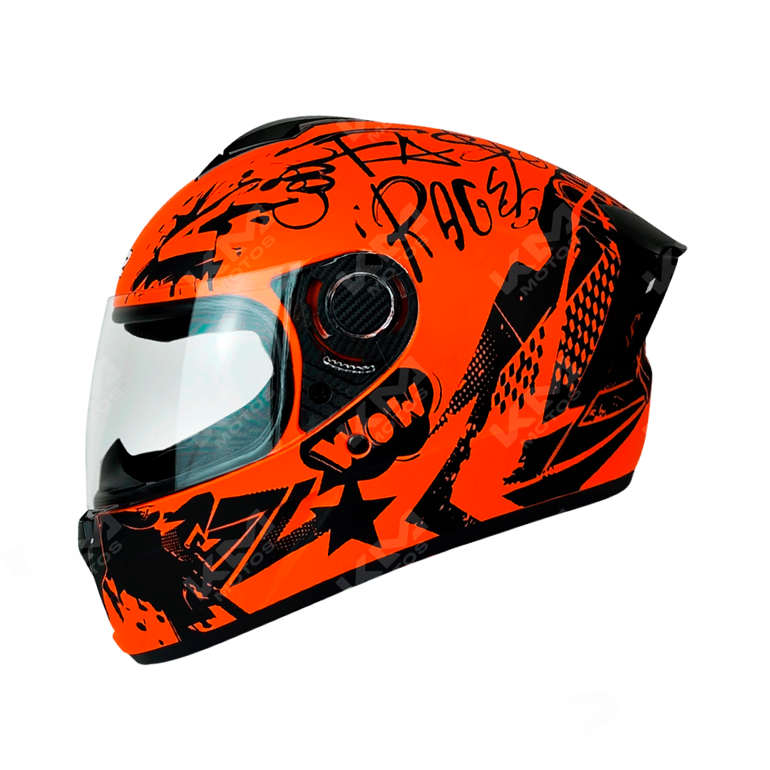 CASCO CERRADO ANARANJADO/NEGRO MATE GRAFITI DOT WLT111 HS2 V.C. "XXL"