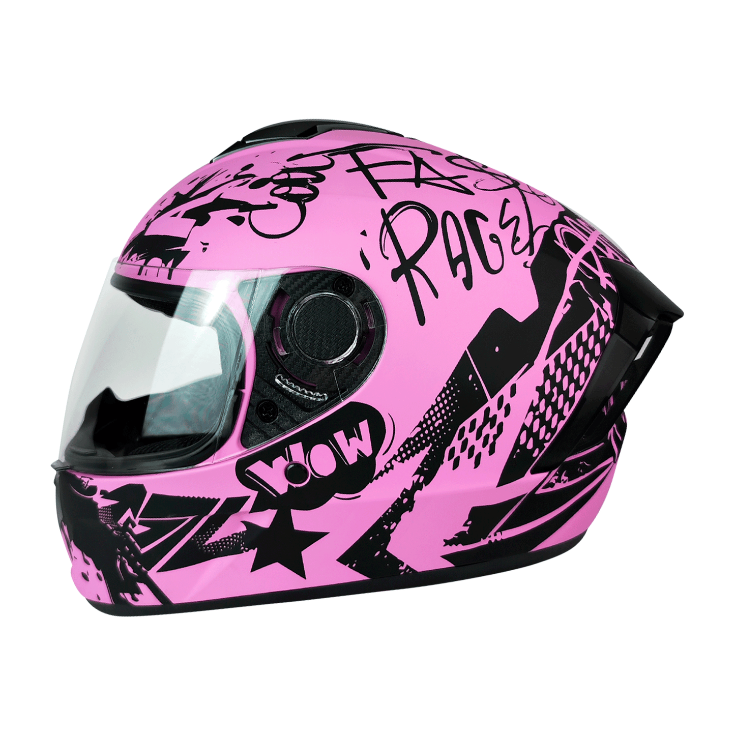 CASCO CERRADO ROSADO/NEGRO MATE GRAFITI DOT WLT111 HS2 V.C. "XXL"