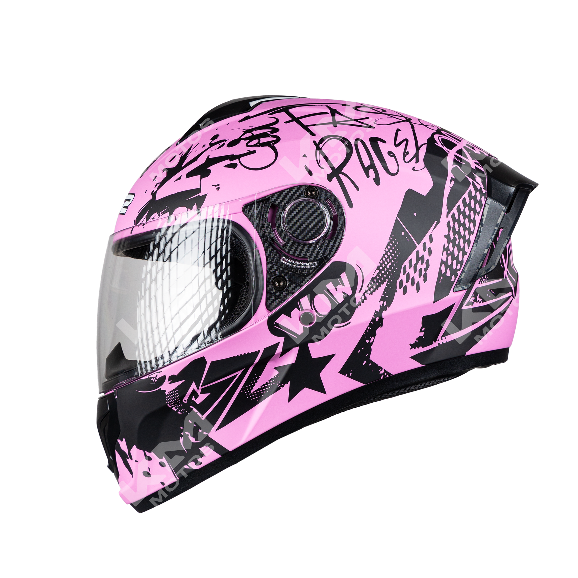 CASCO CERRADO ROSADO/NEGRO MATE GRAFITI DOT WLT111 HS2 V.C. "XL" - KMMOTOSHN
