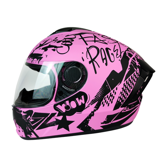 CASCO CERRADO ROSADO/NEGRO MATE GRAFITI DOT WLT111 HS2 V.C. "L"