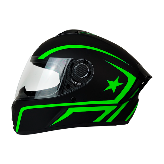 CASCO CERRADO NEGRO/VERDE MATE DOT STAR HS2 "L"