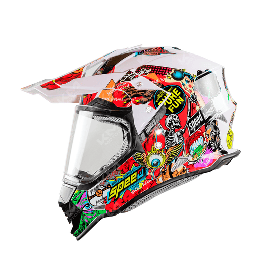 CASCO CROSS BLANCO/COLOR SPEED BOOM DOT + VISERA WLT129 HS2 "L" - KMMOTOSHN
