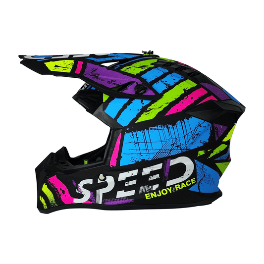 CASCO CROSS NEGRO MULTICOLOR SPEED DOT WLT127 HS2 "XL"