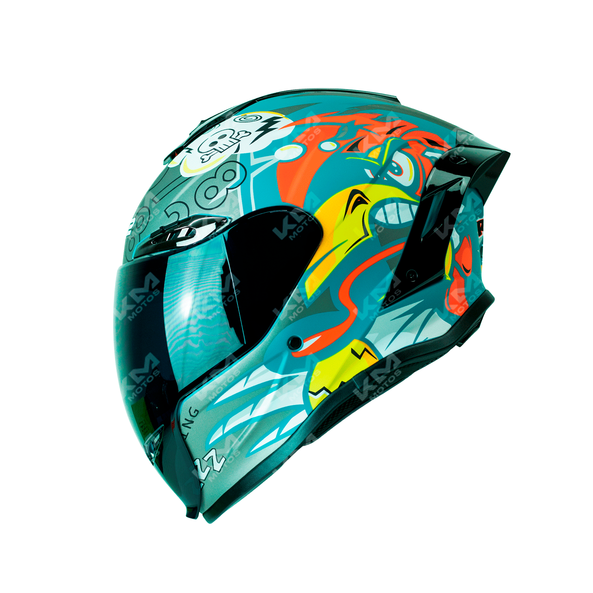 CASCO CERRADO GRIS/AZUL MATE LOONEY WLT109L DOT HS2 KMS V.N. "S" - KMMOTOSHN