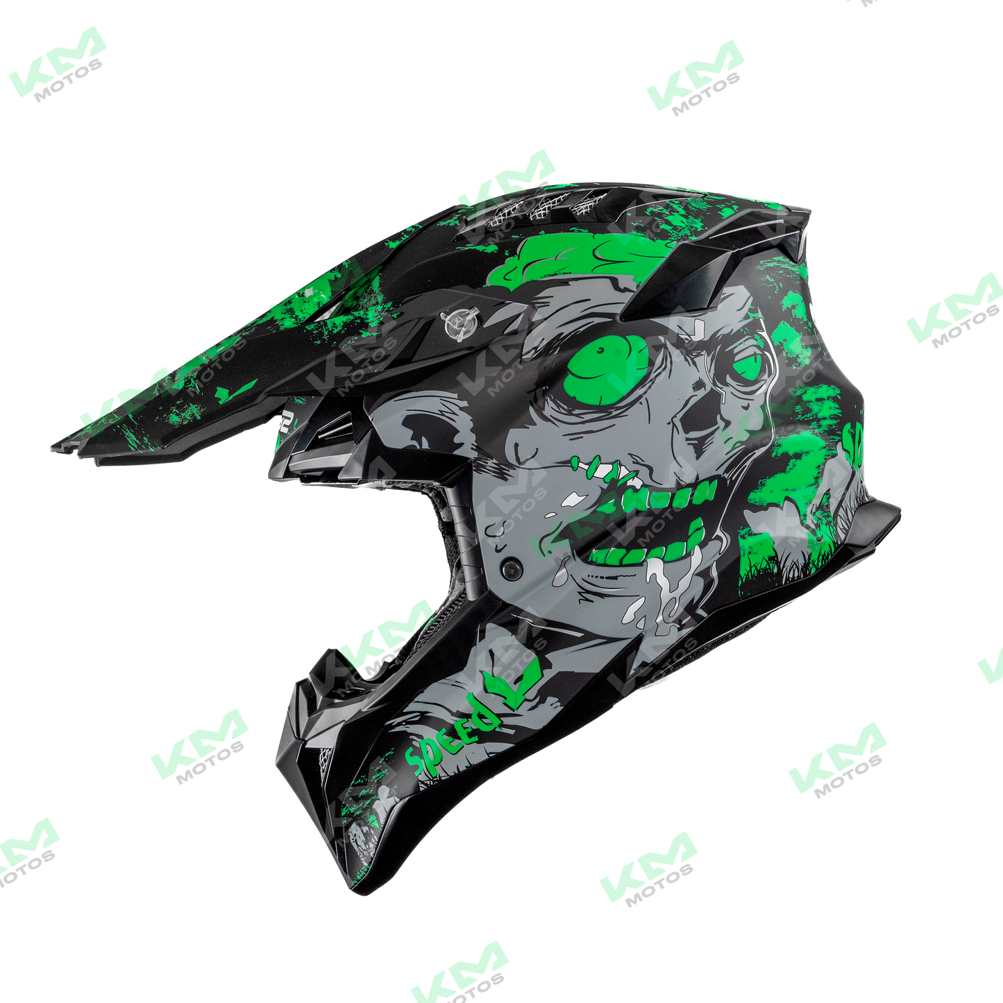 CASCO CROSS NEGRO/VERDE MATE ZOMBI DOT WLT189 HS2 "XXL"