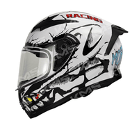 CASCO CERRADO BLANCO/NEGRO SKULL RACING WLT108 DOT HS2 KMS "M"