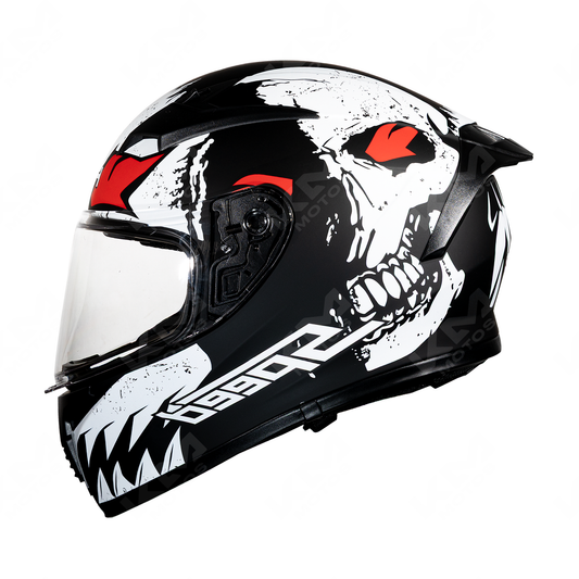 CASCO CERRADO BLANCO/NEGRO SKULL SPEED WLT108 DOT HS2 KMS "XL"