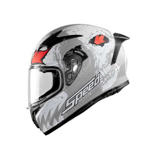 CASCO CERRADO BLANCO/GRIS SKULL SPEED WLT108 DOT HS2 KMS "L" - KMMOTOSHN
