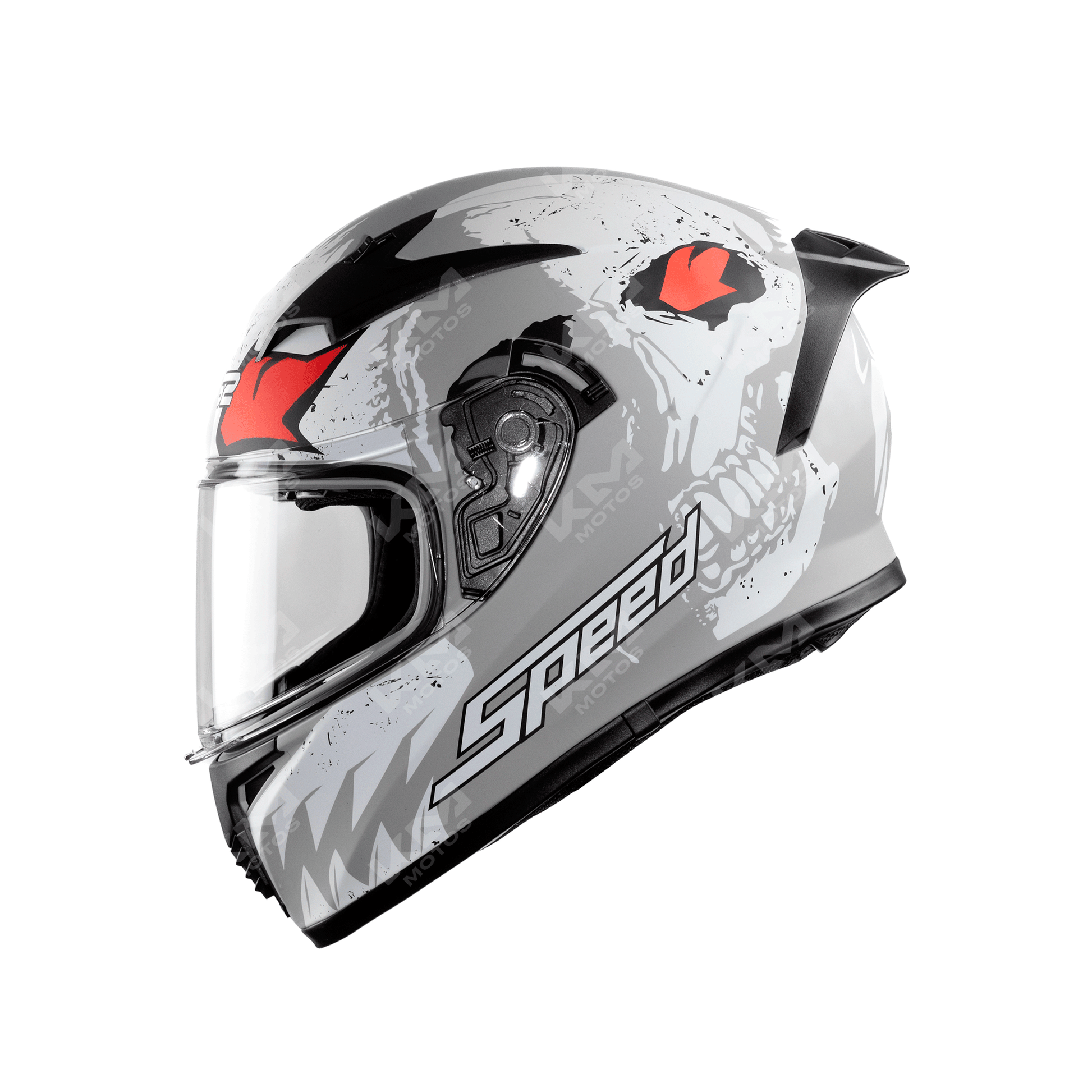 CASCO CERRADO BLANCO/GRIS SKULL SPEED WLT108 DOT HS2 KMS "XL" - KMMOTOSHN